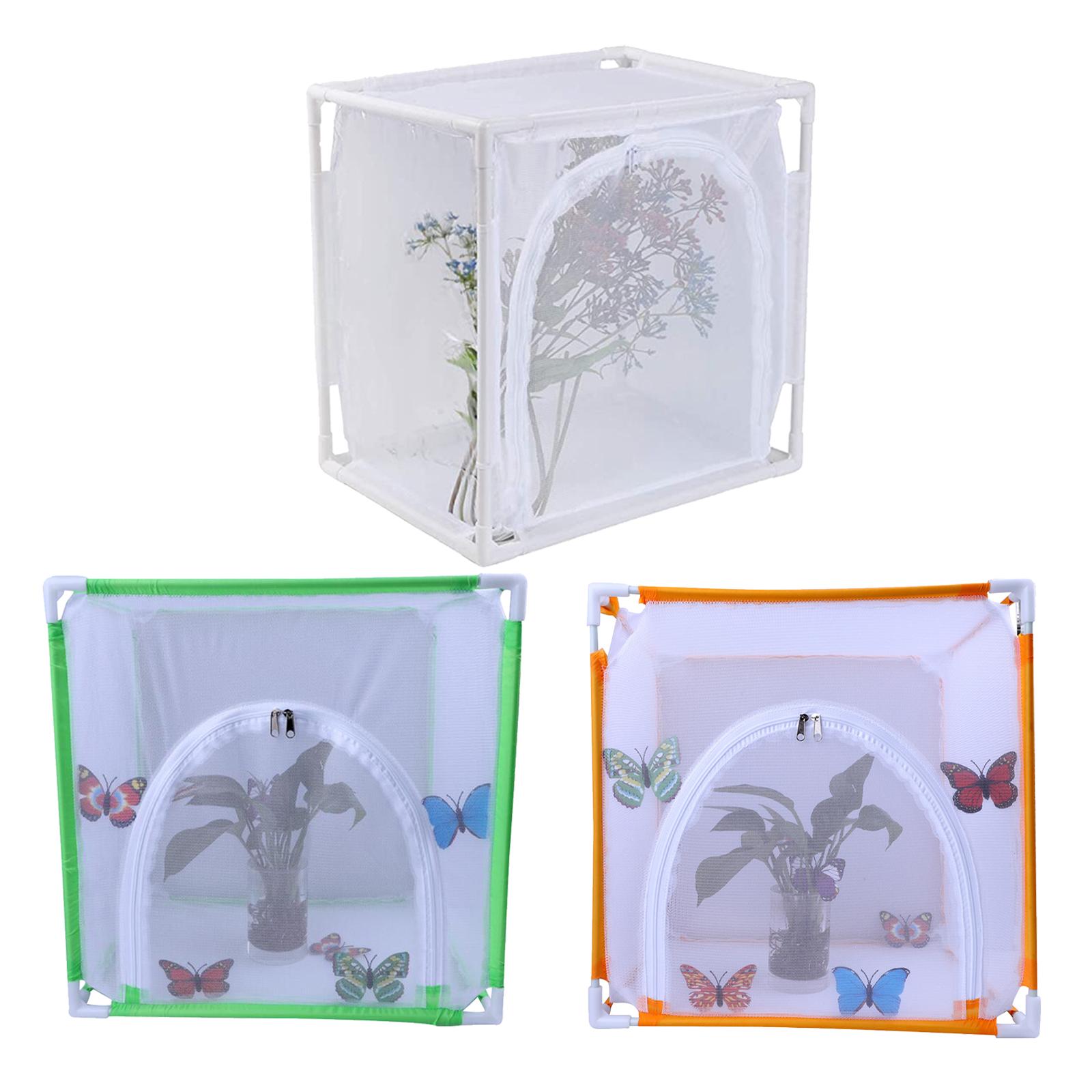 Collapsible Butterfly Habitat Insect Mesh Cage Butterfly Terrarium Zipper for Garden Outdoor Raising Insects Observation 30x40cm