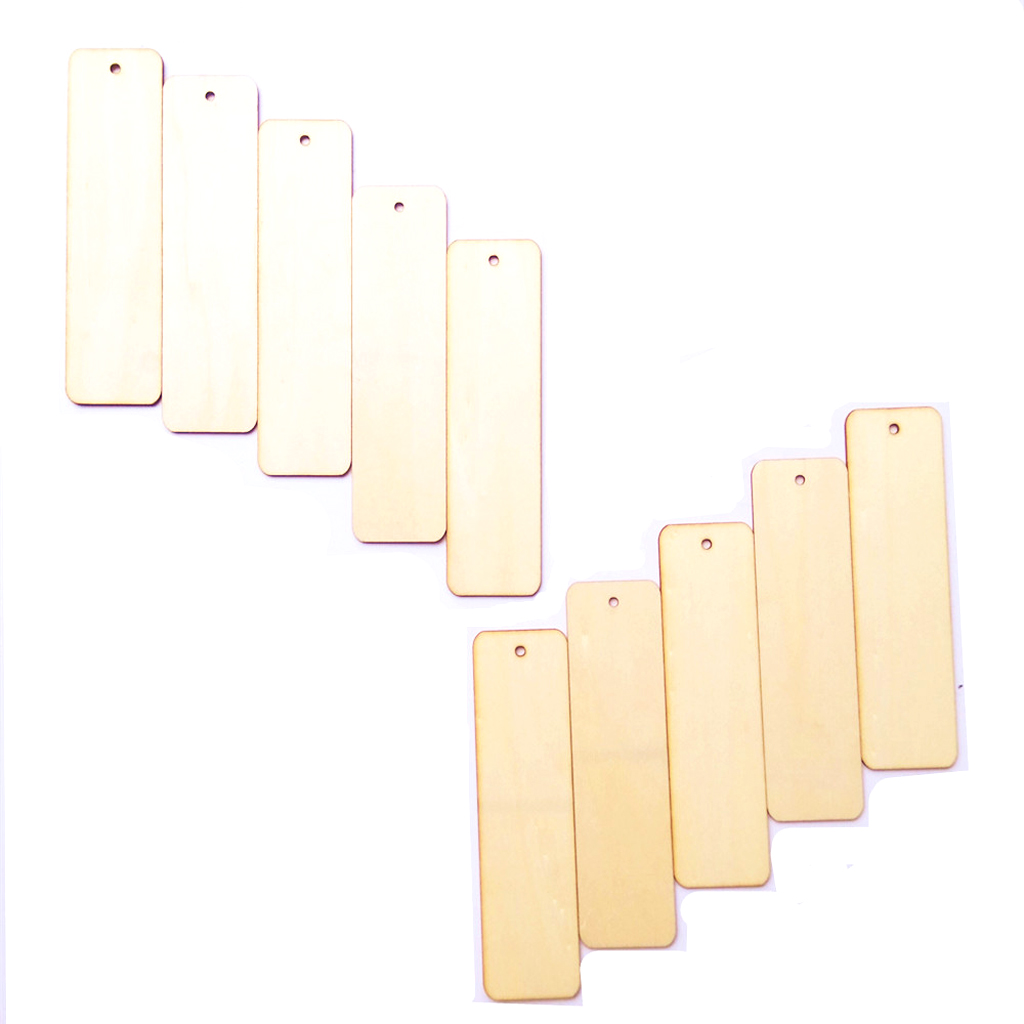 20pcs Rectangle Wood Pieces Bookmark Scrapbooking Embellishment Price Tags Card Making Gift Tags DIY Craft with String