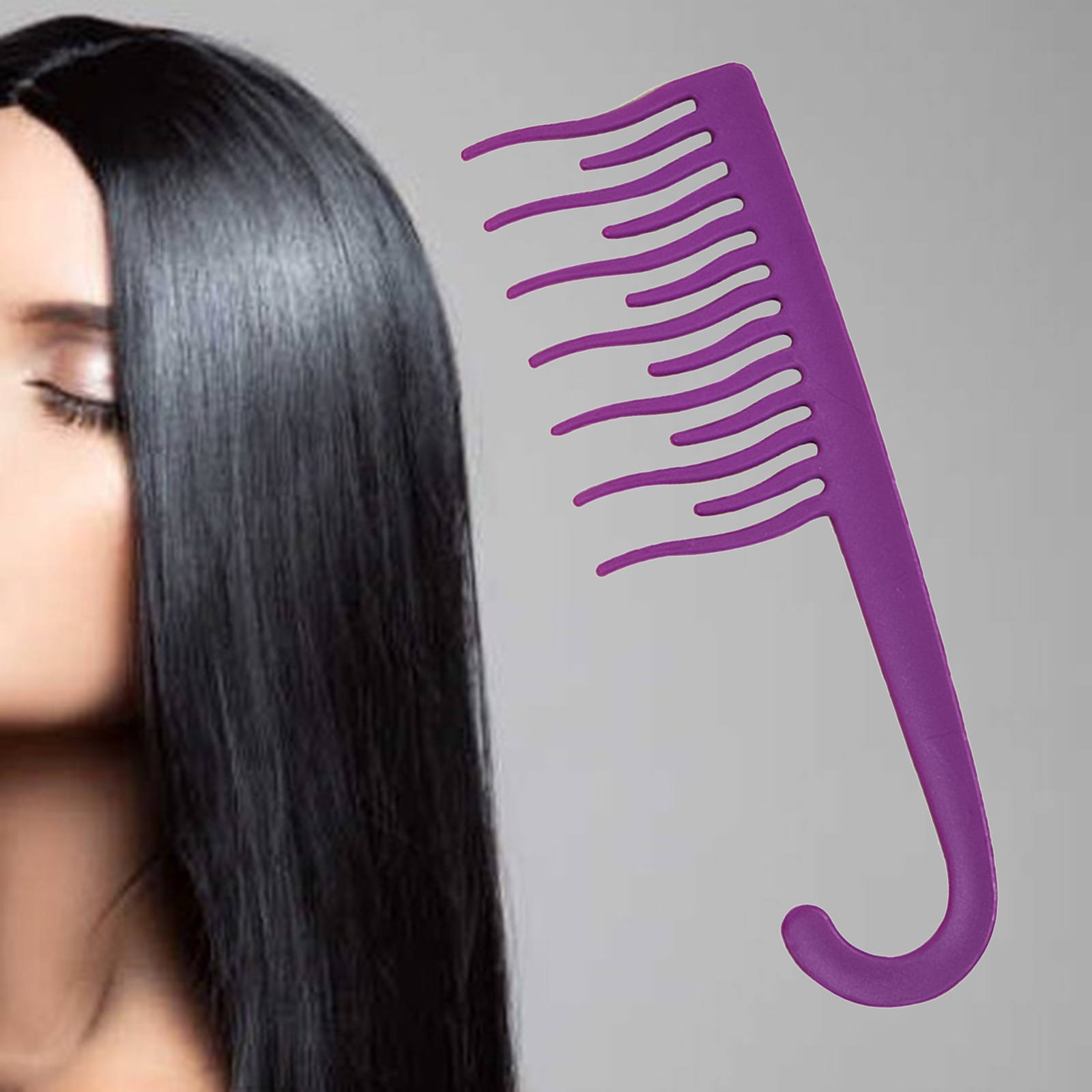 Wide Tooth Comb Hook Comb Dry and Wet Beauty Tools Hanging Wave Comb Wind Comb for Salon Curly Hair Haircut Long Hair Home Use