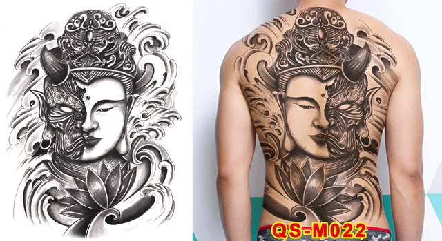 Full Back Tattoo Sticker Guan Gong Zhao Yun Carp Erlang God Big ...