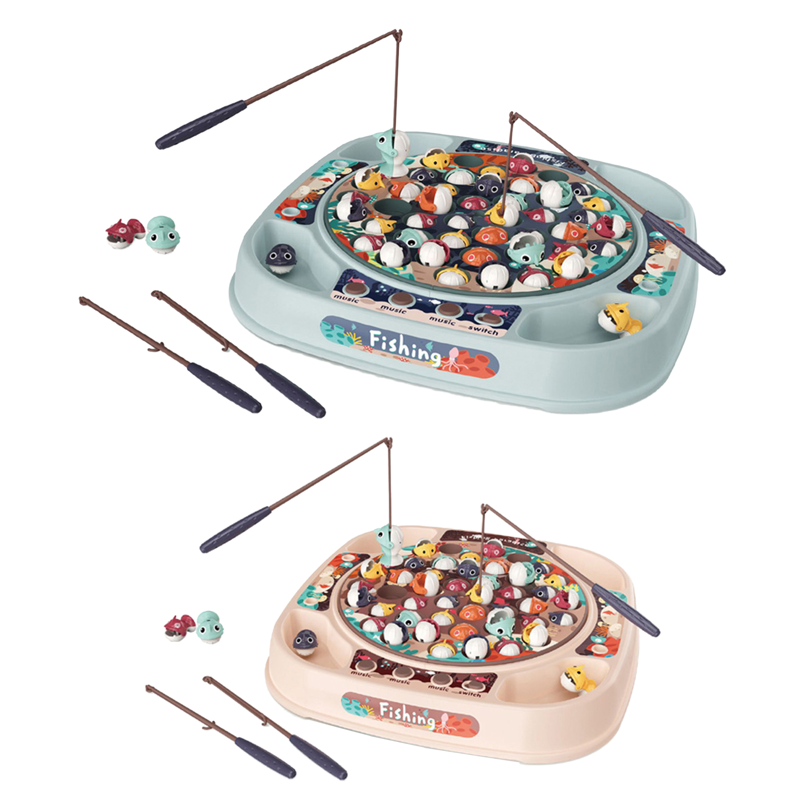 Funny Fishing Game Toy Set Electric Rotating Fishing Plate Educational Toy
