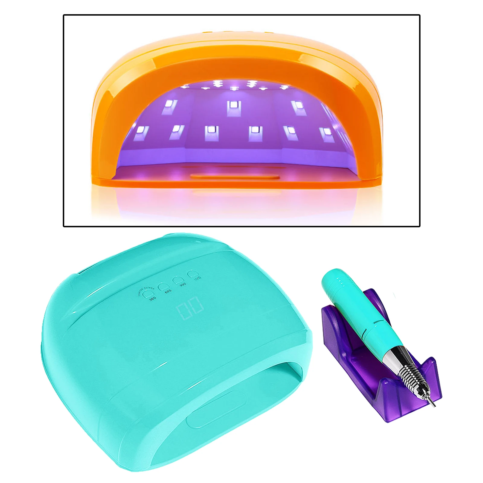 Auto-Sensing Led Art Nail Lamp w/ Nail Drill Potable Nail Mini UV Led Nail Lamp for Salon Dry Nail Drill Kit Nail Art Accessory 