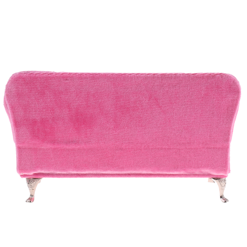 2x1/6 Mini Long Sofa Pink Mini Suede Sofa Dollhouse for  Accessories