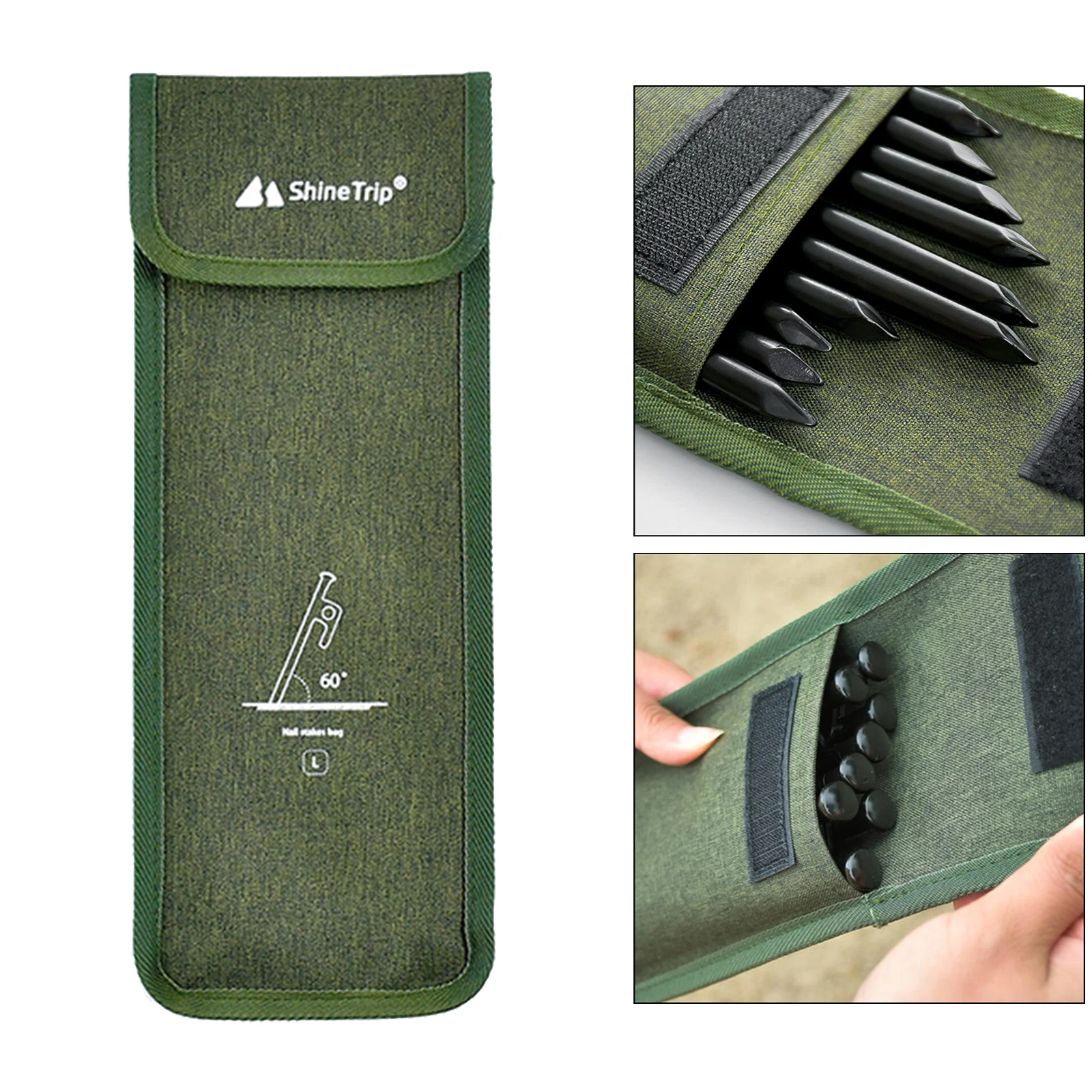 Camping Tent Peg Storage Bag Case Pack Tent Stake Nail Hammer Pouch Holder