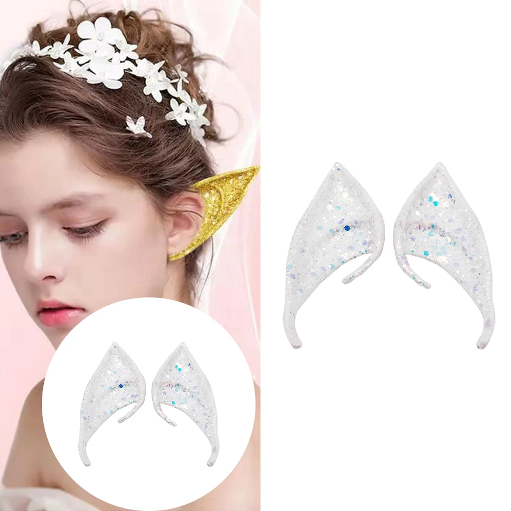 1Pair Fairy Elf Ears Pointed  Dress Up Masquerade Halloween Photo Simulation Ear Broadcast Props
