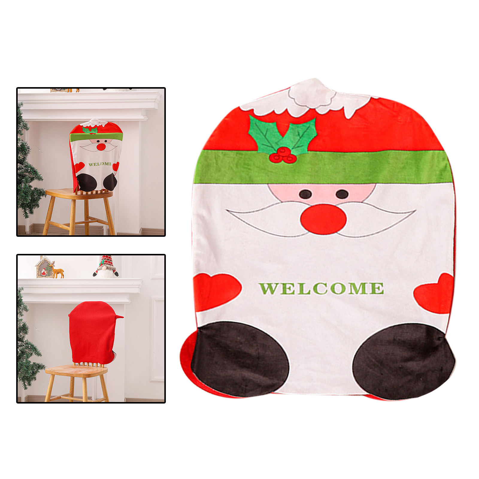 Christmas Chair Cover Lovely Design Suede Backrest Covers Elk Vivid Image Slipcover Decor Seasonal Snowman for Party
