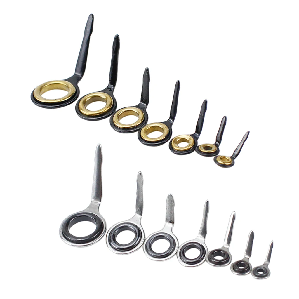 14 Pcs Stainless Steel Fishing Rod Guide Repair Kit Eye Ring Replacements