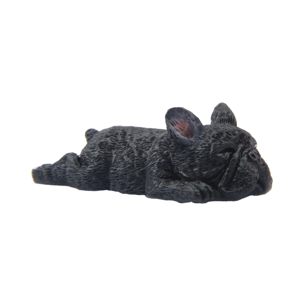 Sleeping Bulldog Corgi Dog Garden Mini Dollhouse Figurine Decor