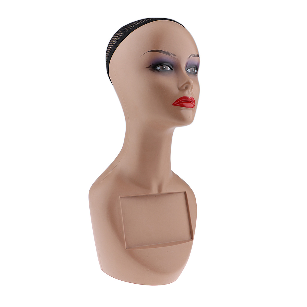 New Female Bald Mannequin Head Cosmetology Practice African Training Manikin Head For Hair Styling Wigs Making with Wig Net Cap