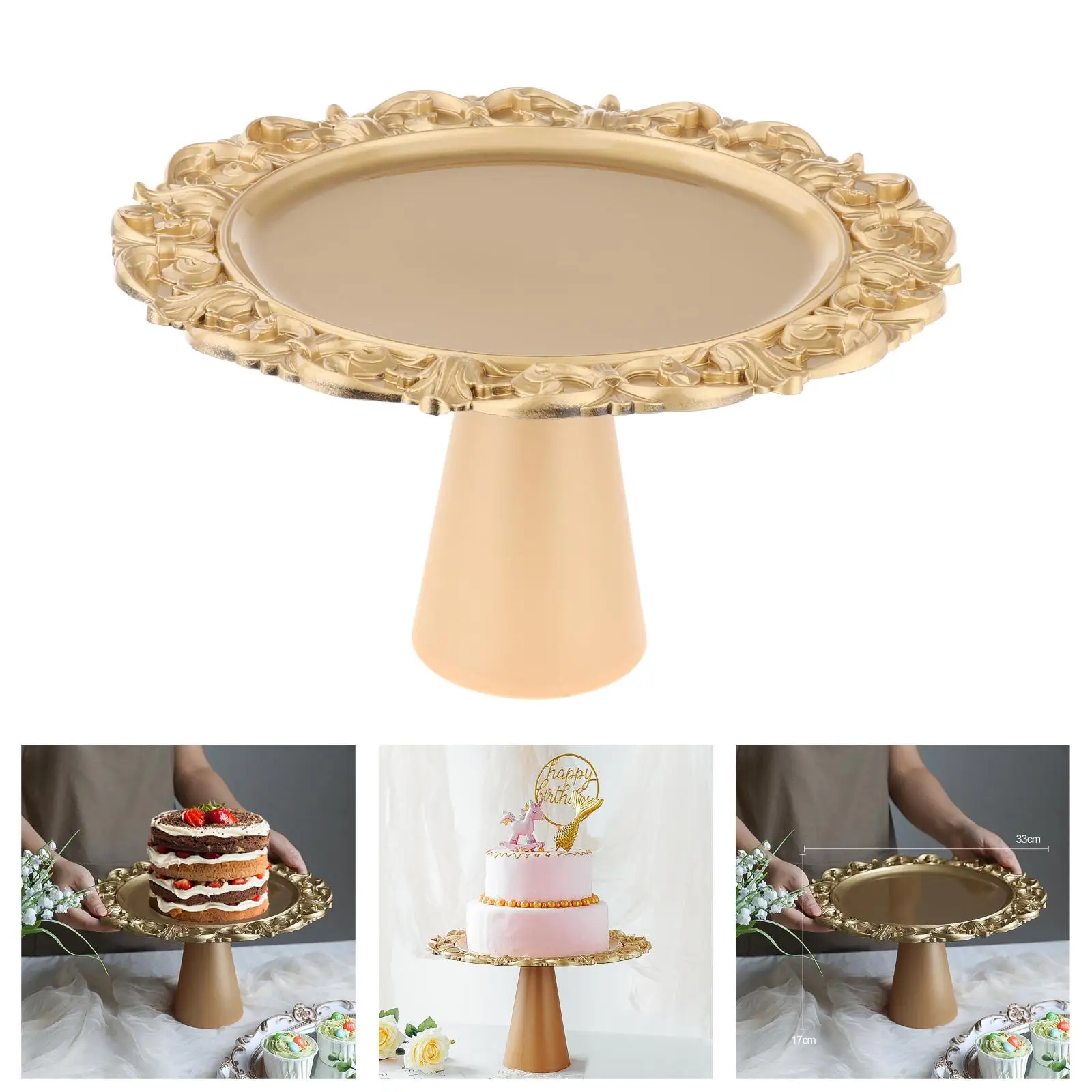 Retro 33cm Table Cake Stands Tart Pie Plate Tall Tray Kitchen Supplies
