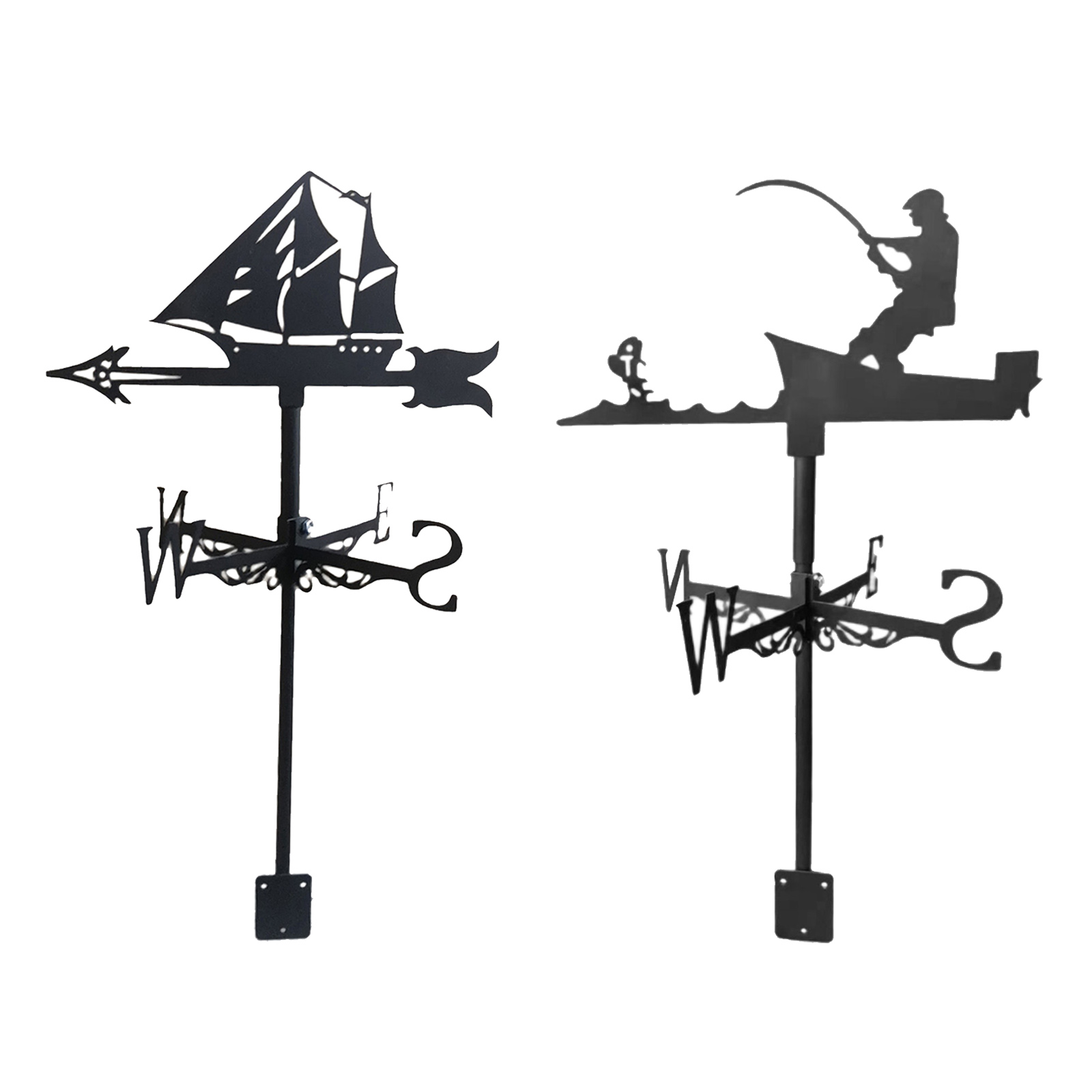 Creative Metal Sailboat Wind Vane Wind Direction Indicator Outdoor Yard Garden Decor