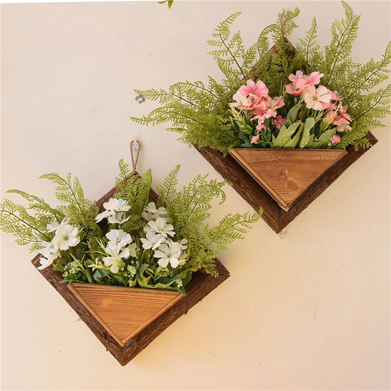 Wall-mounted Wood Flowerpot