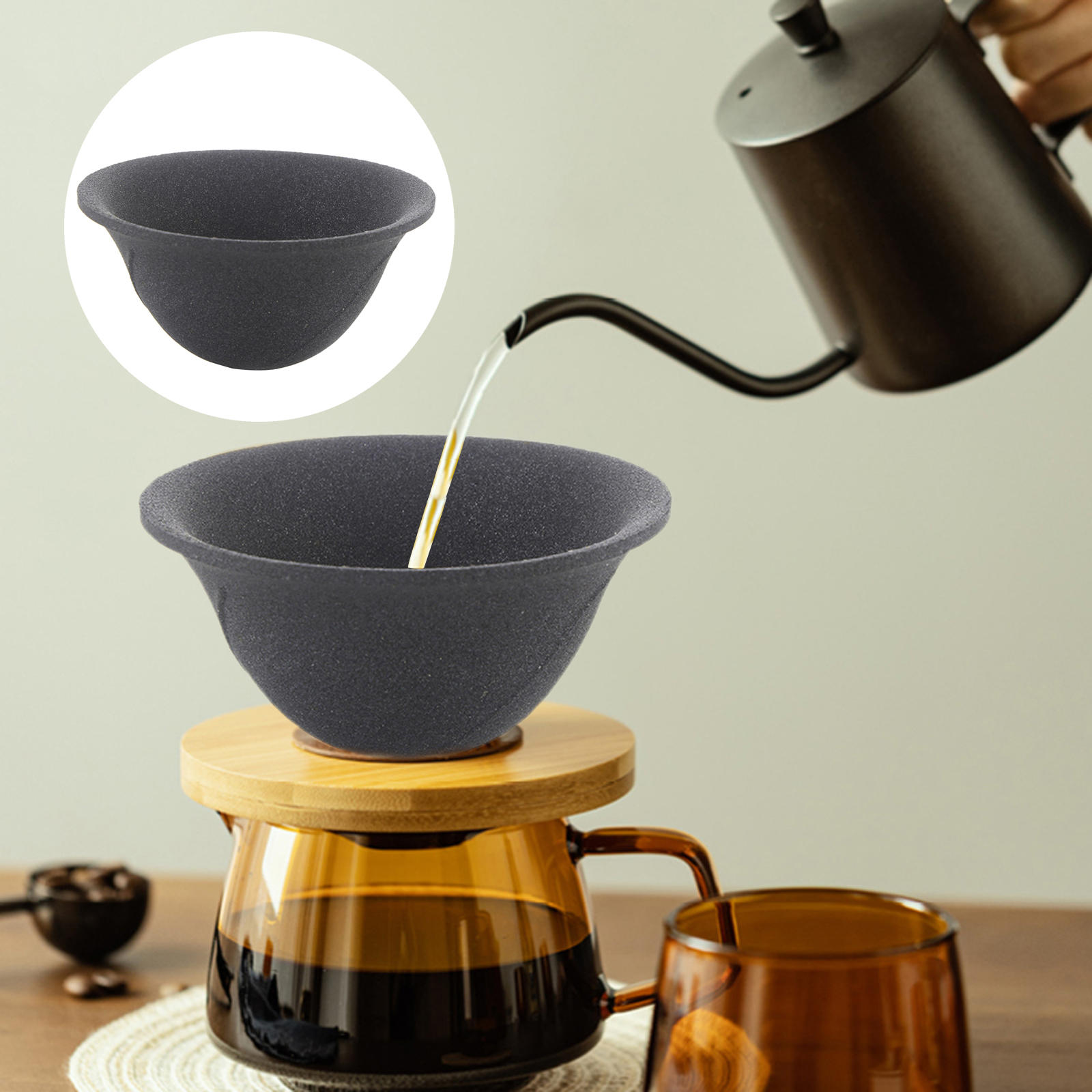 Pour Over Coffee Filter, Easy Manual Reusable Ceramic Drip Filter, Capsule Container for Tea Cafe Brew Maker Coffee Lover Coffee