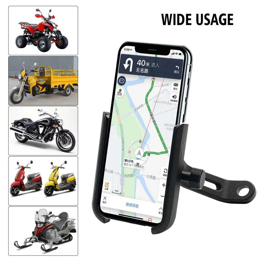 Universal Grip Handlebar Motorcycle Cell Phone Mount Black Aluminium Alloy