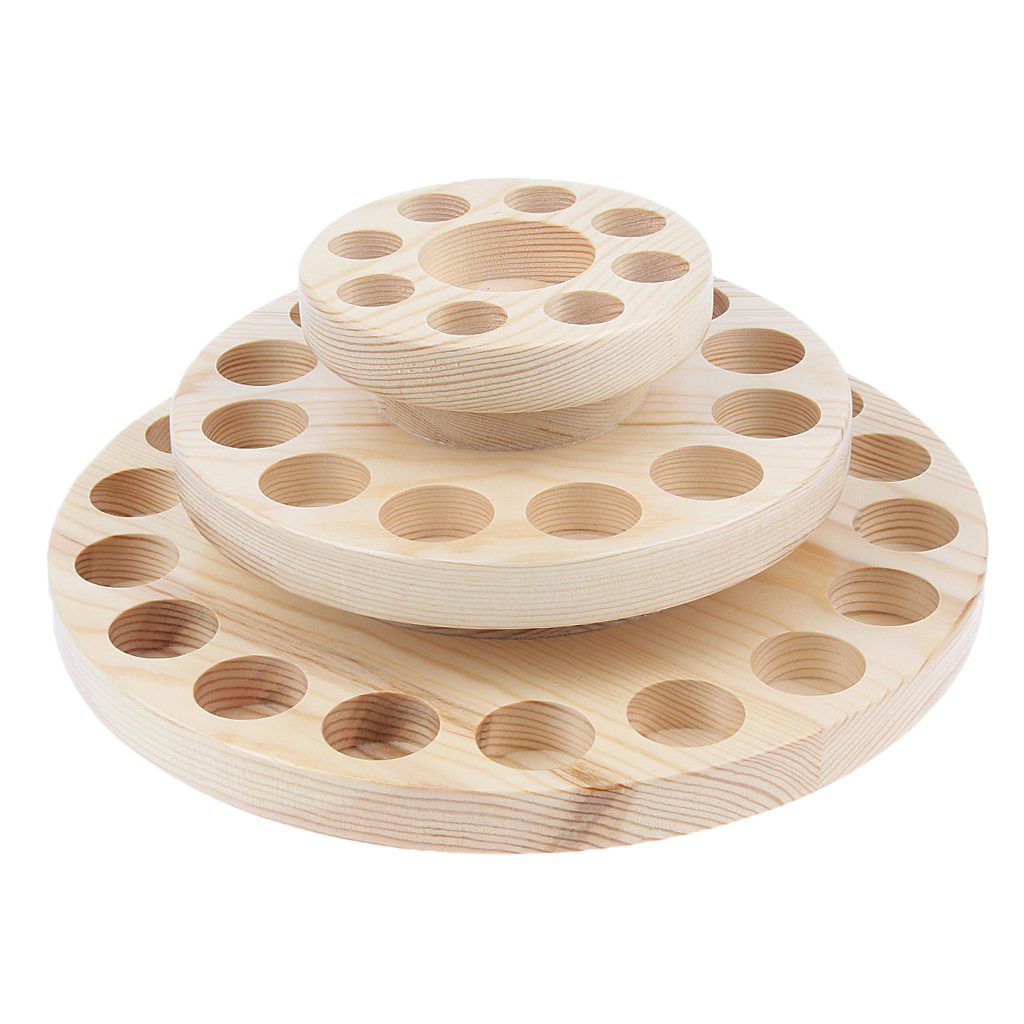 3 Layers Wood Essential Oil Display Stand Rotating Cosmetic Organizer Rack