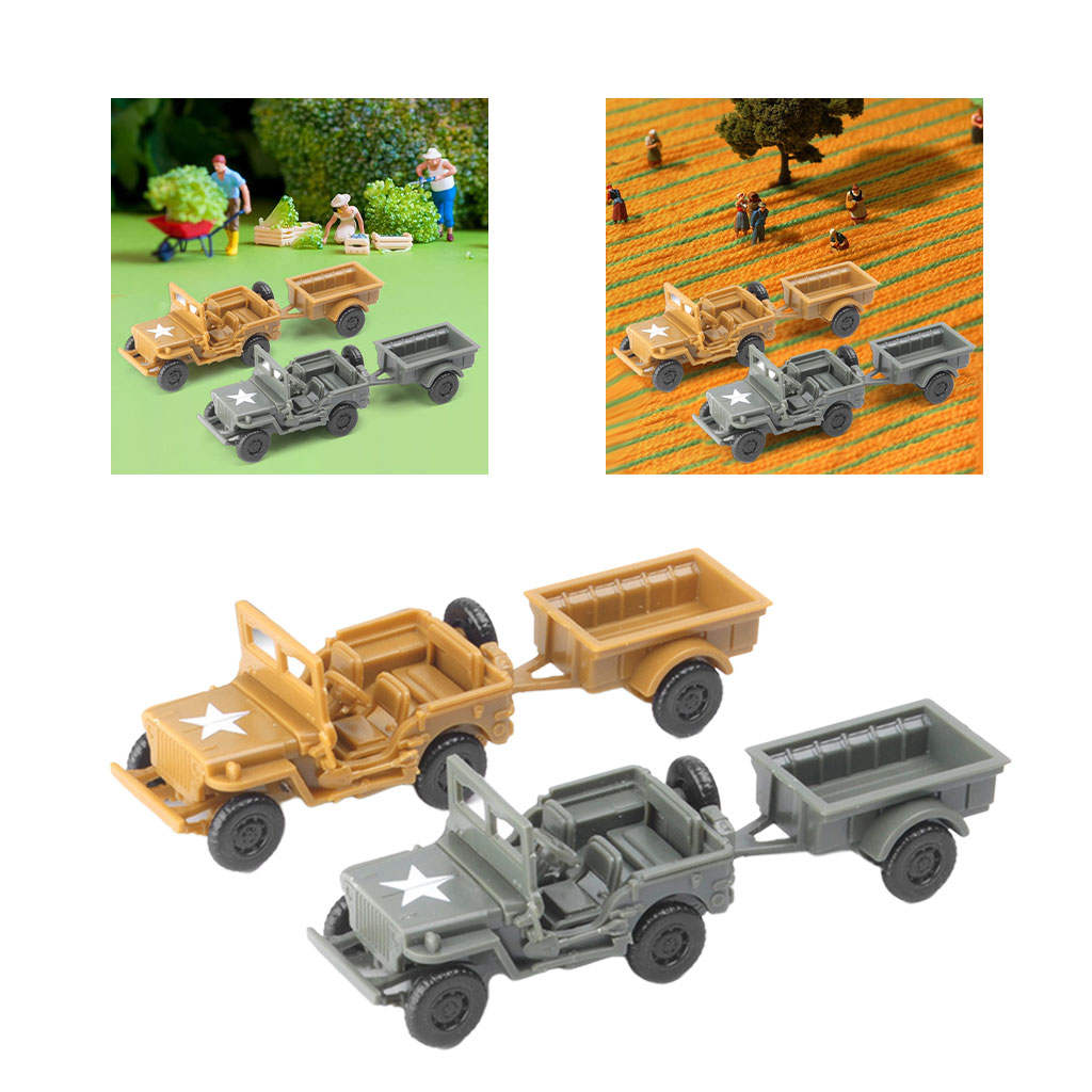 2 PCS 4D Model 1/72 Scale Truck with Trailer Play Set Collectibles Souvenirs
