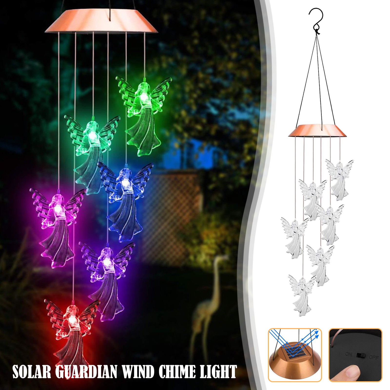 solar guardian angel wind chime light