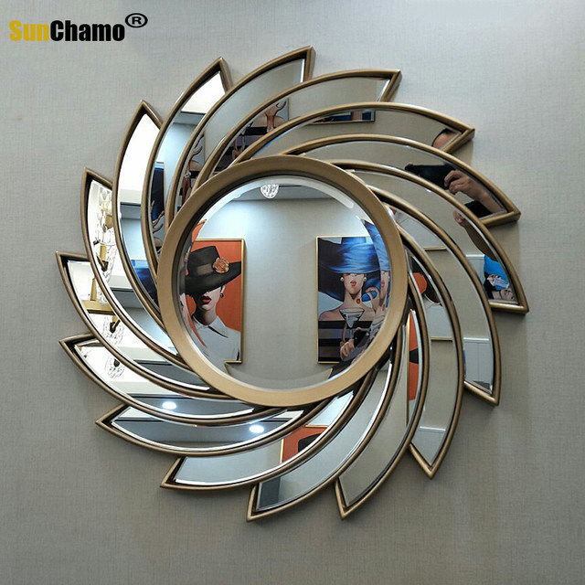 Sunchamo Acrylic Rhinestone Mirror Splicing Entrance Decorative Mirrors  Wall-mounted Hotel Club Bathroom Vanity Home Decoration