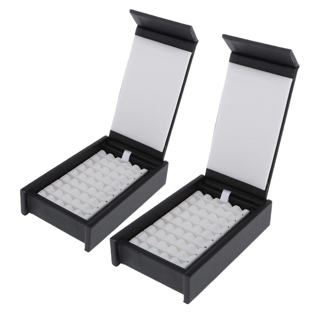 2Pcs Sturdy Gemstone Ruby Display Box Gift Stone Crystal Ring Storage Case Black