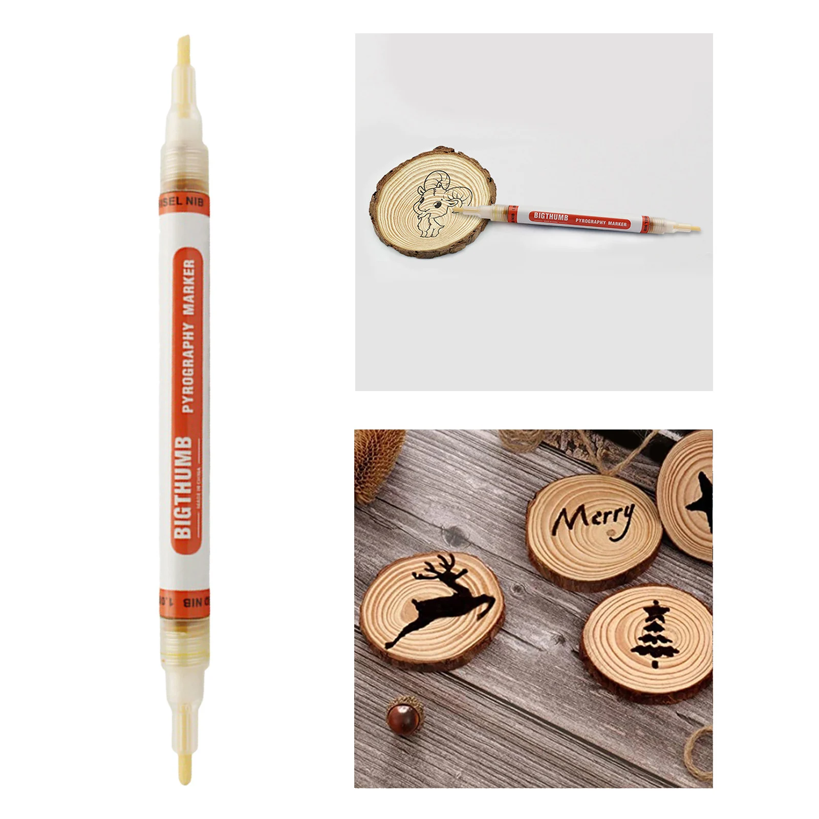 Double Head Wood Burning Pen Scorch Wood Burned Marker Pyrography Pens for DIY Projects Fine Tip Woodworking Supplies