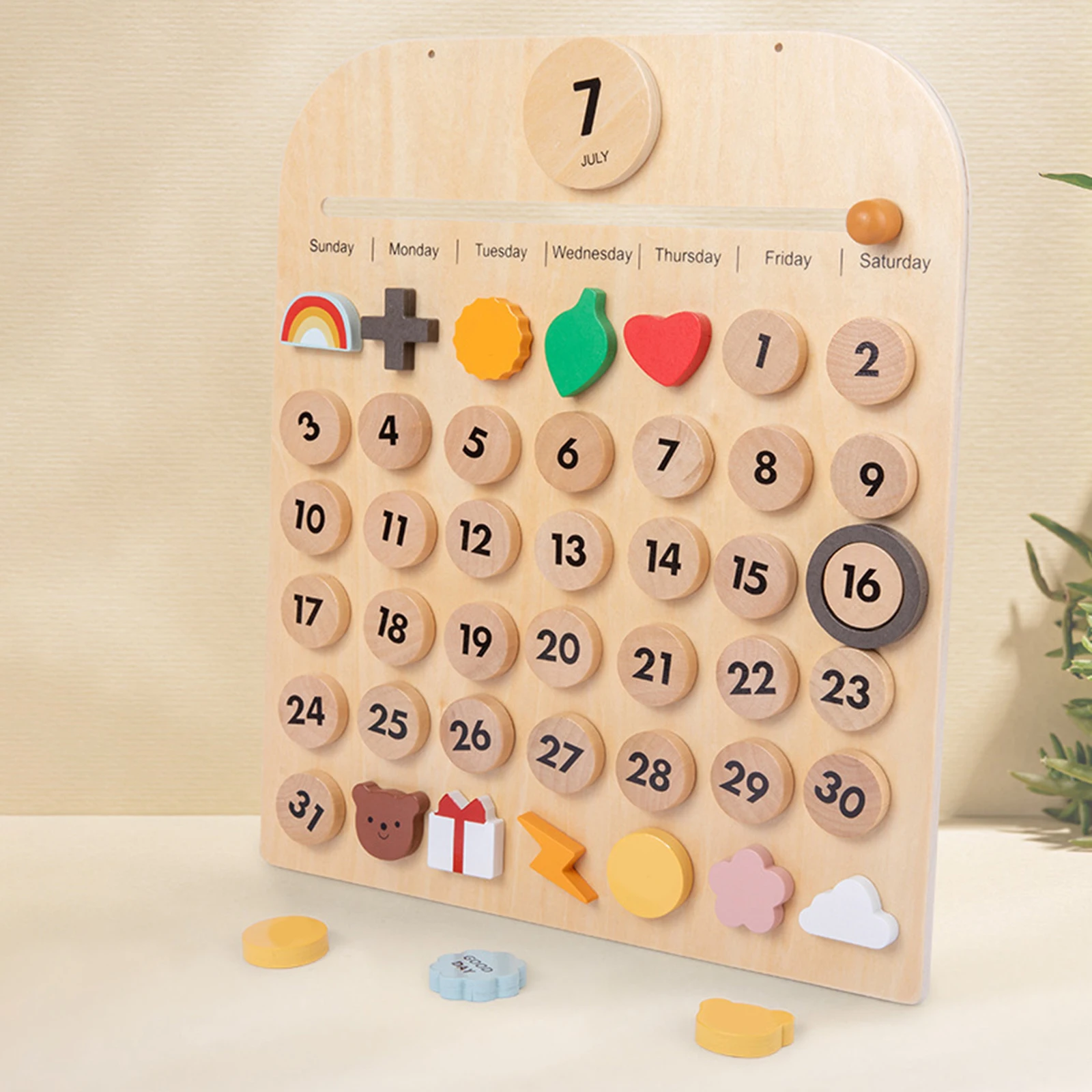 Wooden Desk Wall Calendar Montessori Calendar Homeschool for Kids Education