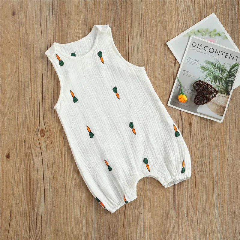 Baby Boys Girls Romper Summer Toddler Newborn Infant Sleeveless Cactus Print Cotton Linen Jumpsuits Playsuits Overalls Outfits Baby Bodysuits for girl 