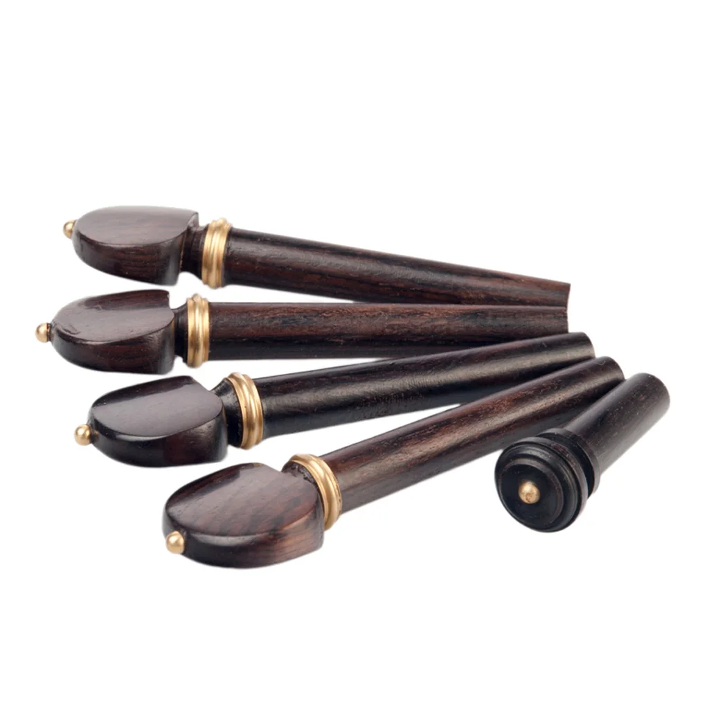 Finest Ebony 4/4 Scale Violin Tuning Pegs + Endpin Musical Instrument Violin Replacement Parts