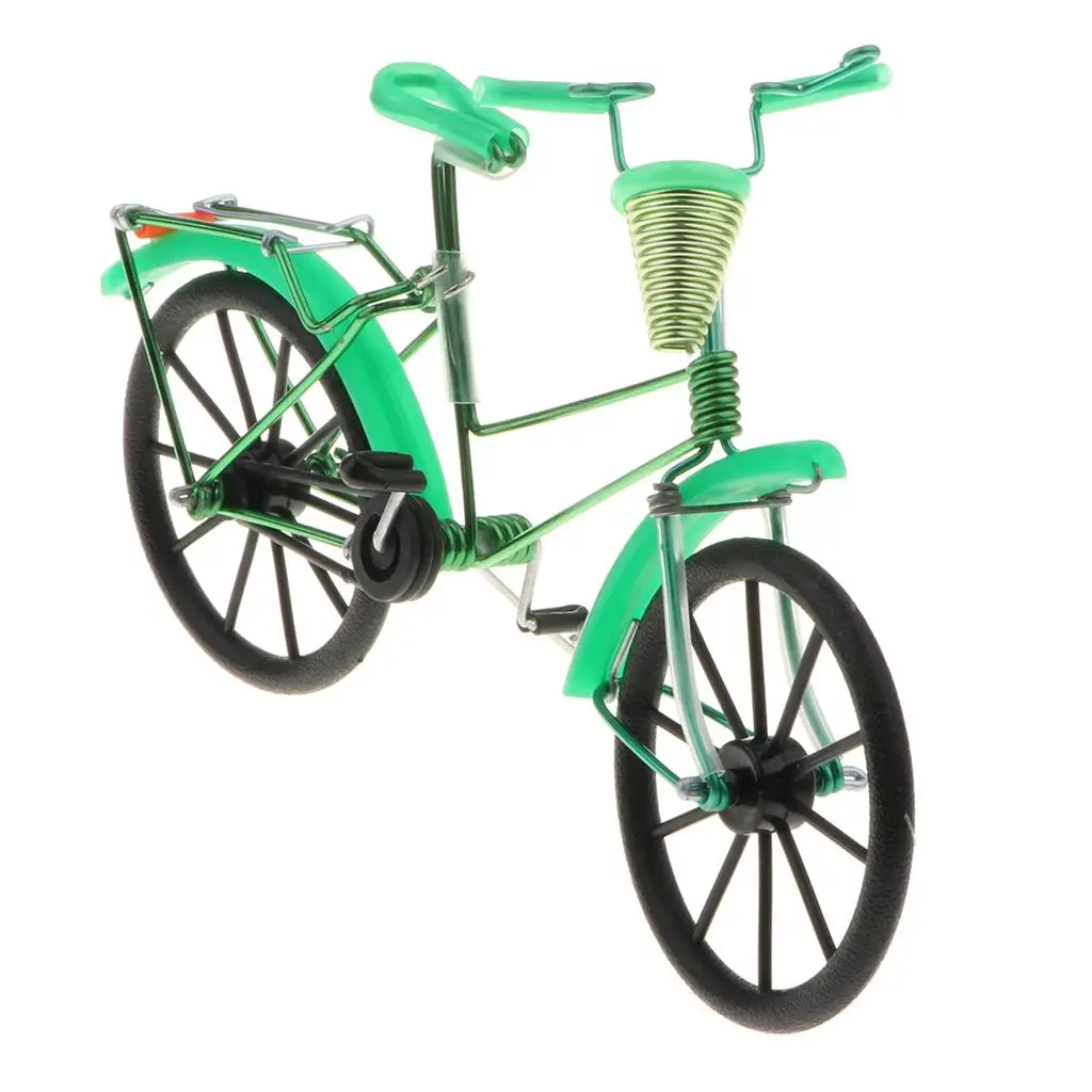 8 Colors Handmade Mini Bicycle Model with Hook-on Basket Home Decor Crafts 1:10