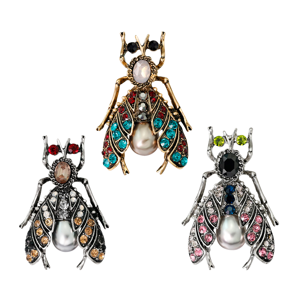 Rhinestone Bee Insect Brooch Pins Imitations Pearls Bug Scarf Feast Hijab Enamel Pins Jewelry Large For women's wedding jewelry