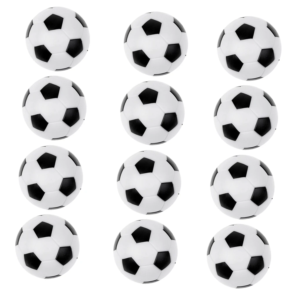 12pcs 36mm Black and White Soccer Table Foosball Balls Footballs Replacement Balls Table Game Accessories