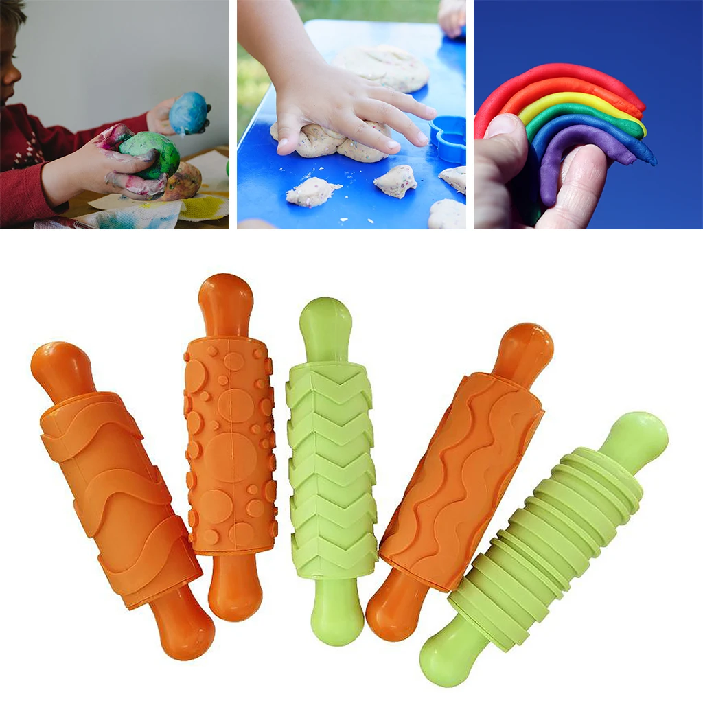 5pcs Rubber Art Clay Dough Clay Mold Roller DIY Handmade Crafts s Playing Tool Rolling Modeling Educational Toys