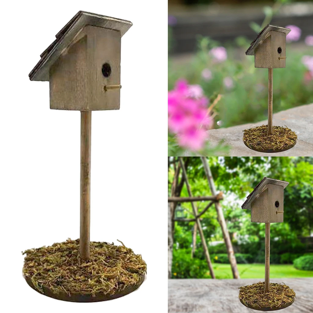 Miniature Wooden Bird Nest for 1:12 Doll House Outdoors Landscape Decoration
