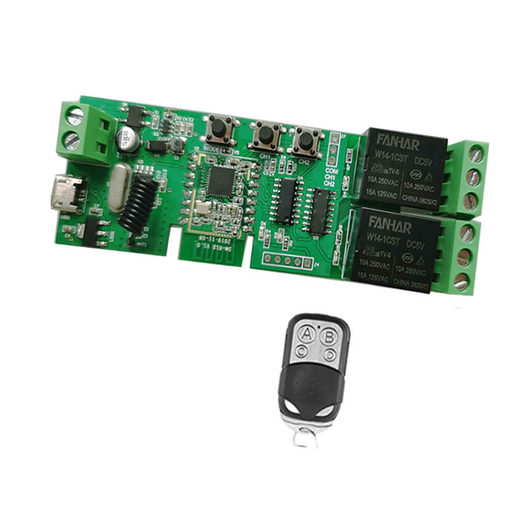WiFi Relay Module App Remote Control 2 Channel Self-Locking Easy Installation Smart Switch Controller for Tuya Garage Door