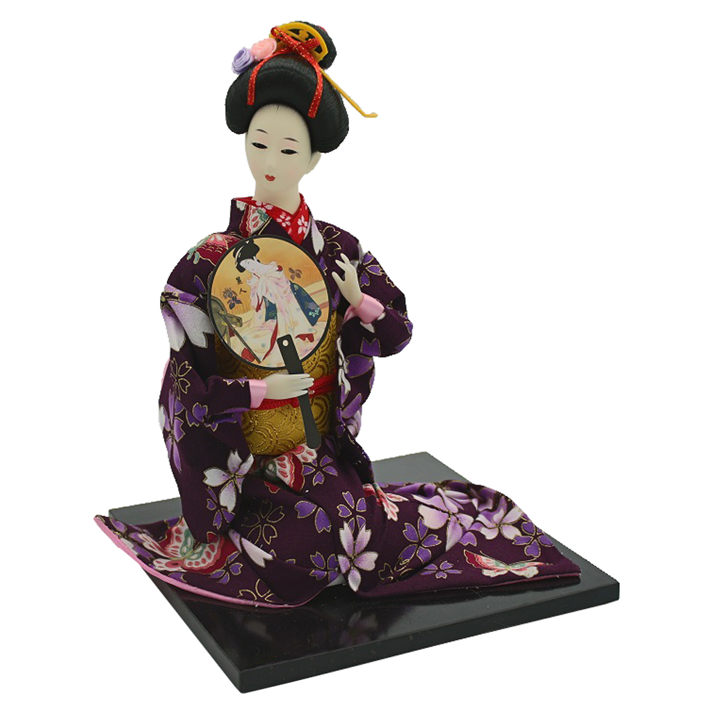 16'' Retro Japanese Samurai Kimono Doll Geisha Kabuki Oriental Doll Model Kids Gift Adults Collection w. Fan