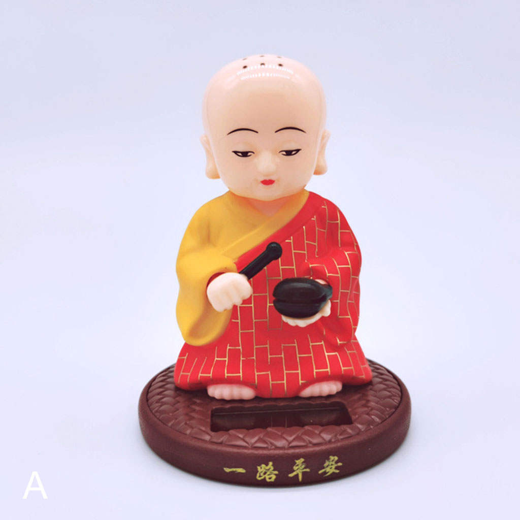 Solar Powered Dancing Figures Buddhist Monk Nodding Head Dancing Toy for Windowsill