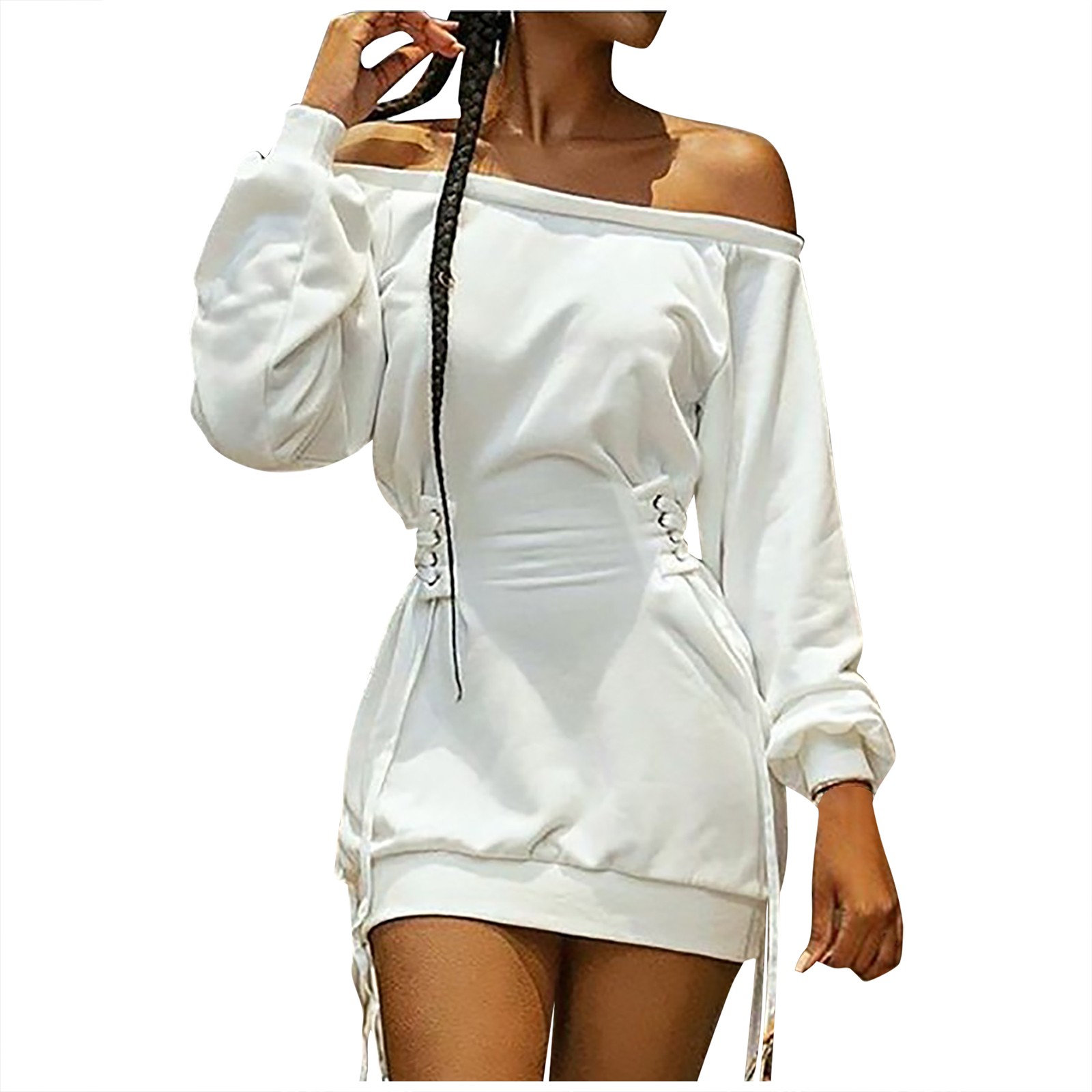 laceup outono solto hoodie vestidos de manga