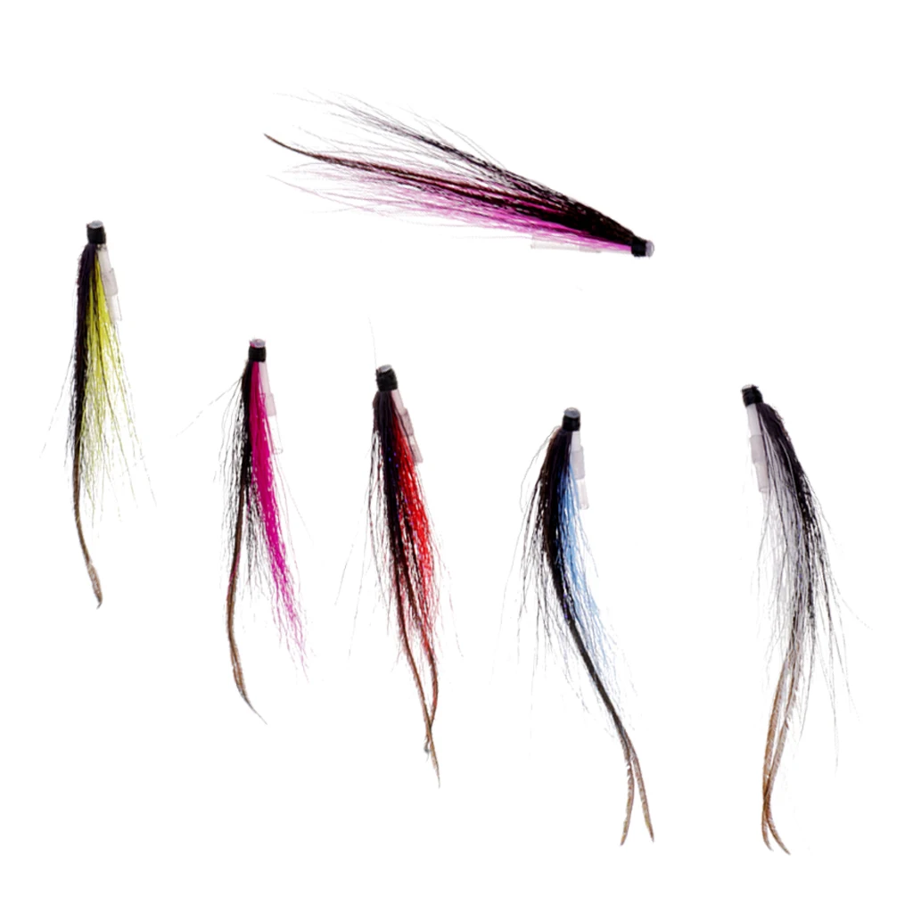 6Pcs Artificial Feather Salmon Tube Flies 6 Colors Sea Trout Steelhead Fly Fishing Flies Lures 25/50mm for Fishing Lovers