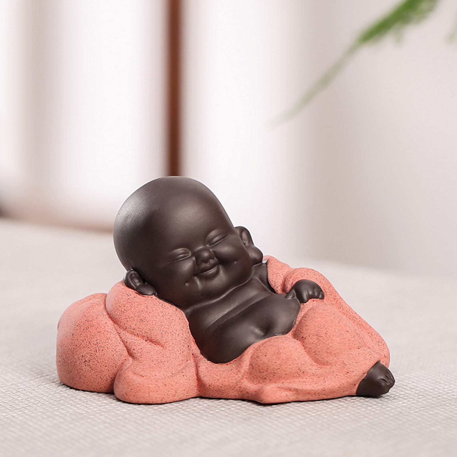 Ceramic Little Baby Monk Happy Buddha Statue Figurine Ornaments Dolls Arts