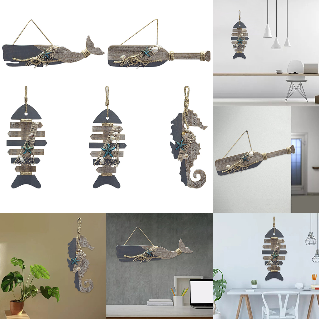 Graffiti Style Fish Shaped ing Pendants Wooden Decor Festival Ornament DIY Craft For Home Bar Hotel