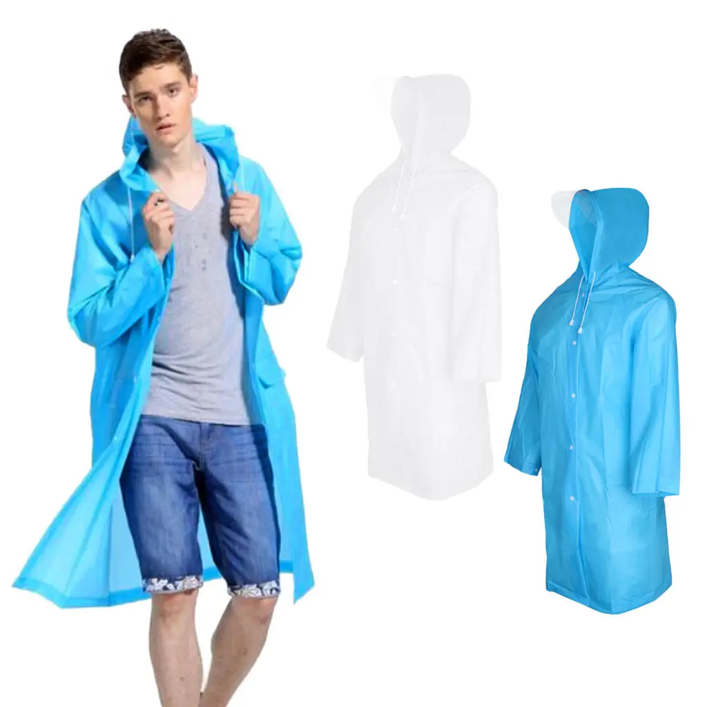 Men`s Reusable Raincoat Rain Ponchos with Visor Long Sleeve Hooded Rainwear for Cycling Traveling Camping Hiking Outdoor