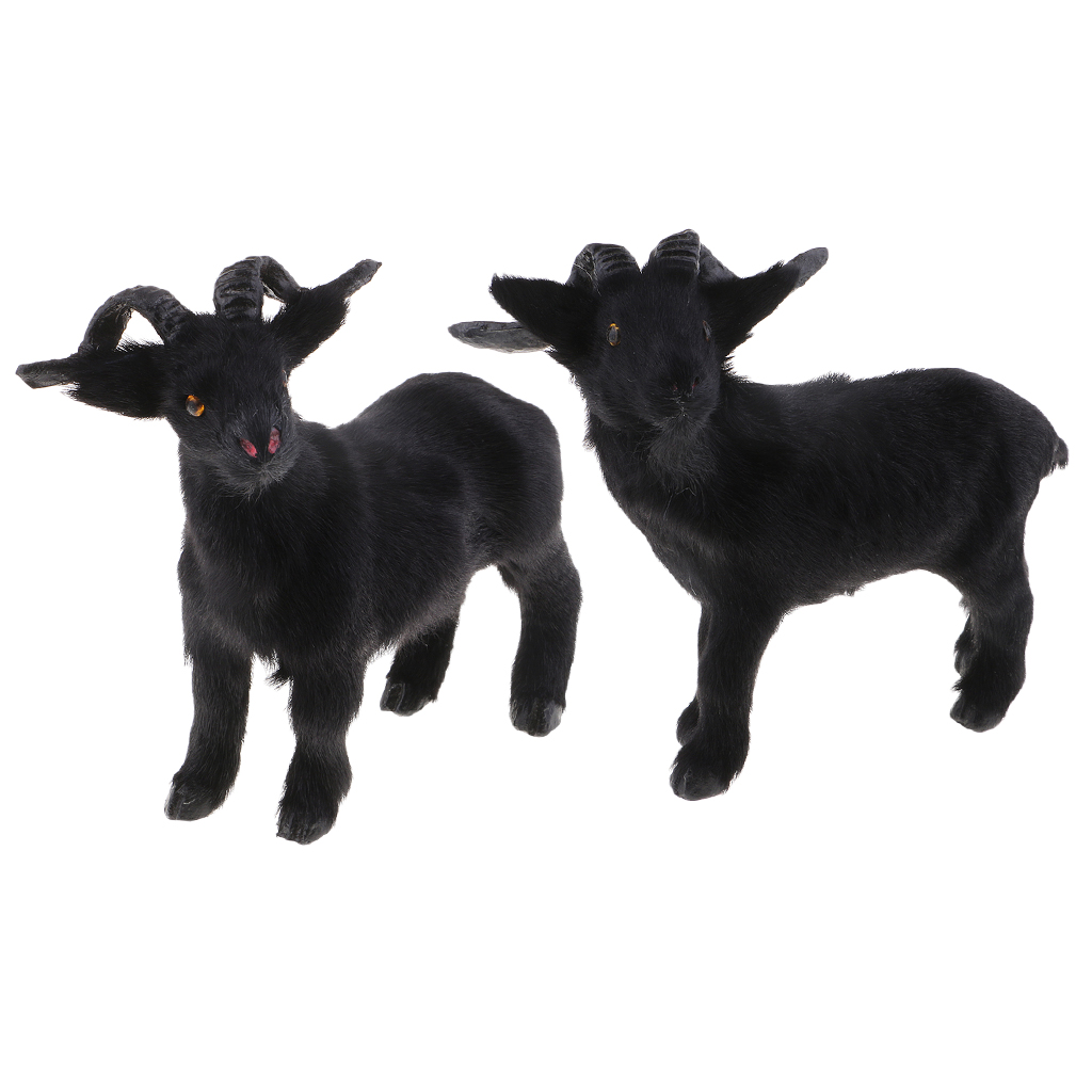 Chinese  Lucky Animal Zodiac Sheep Lamb Goat Statue Plush Toys Black