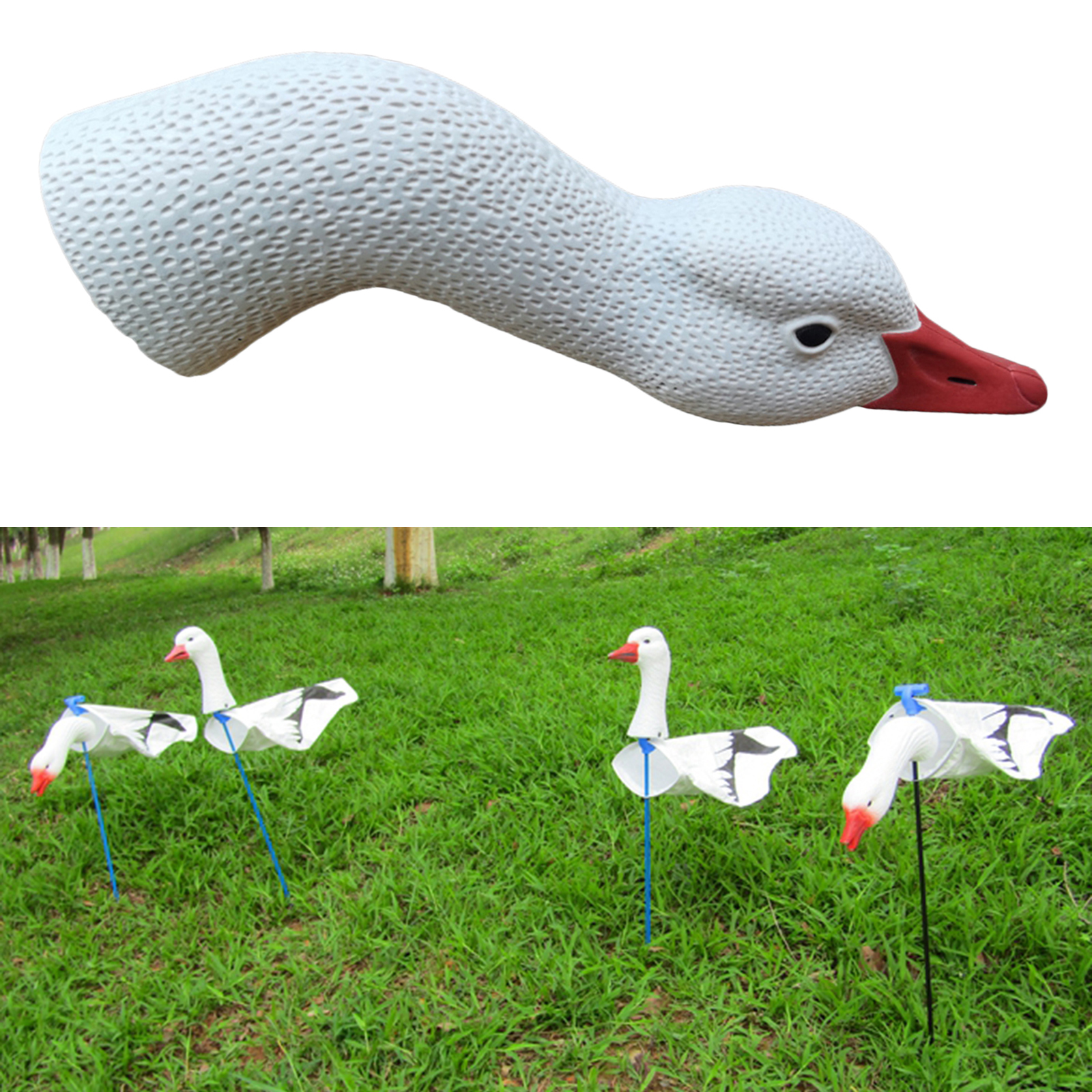 Outdoors Hunting Gear White Goose Decoys Garden Decoration, Easy to Use for Hunting