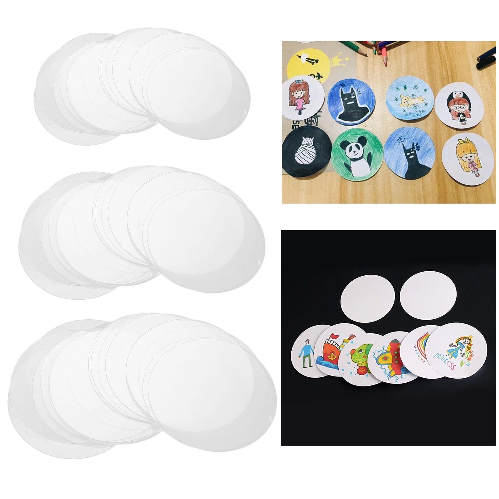 100pcs DIY Crafts Blank Badge Button Paper 44mm/58mm/75mm Crafts Blank Badge Drawing Paper for School Students Handcraft