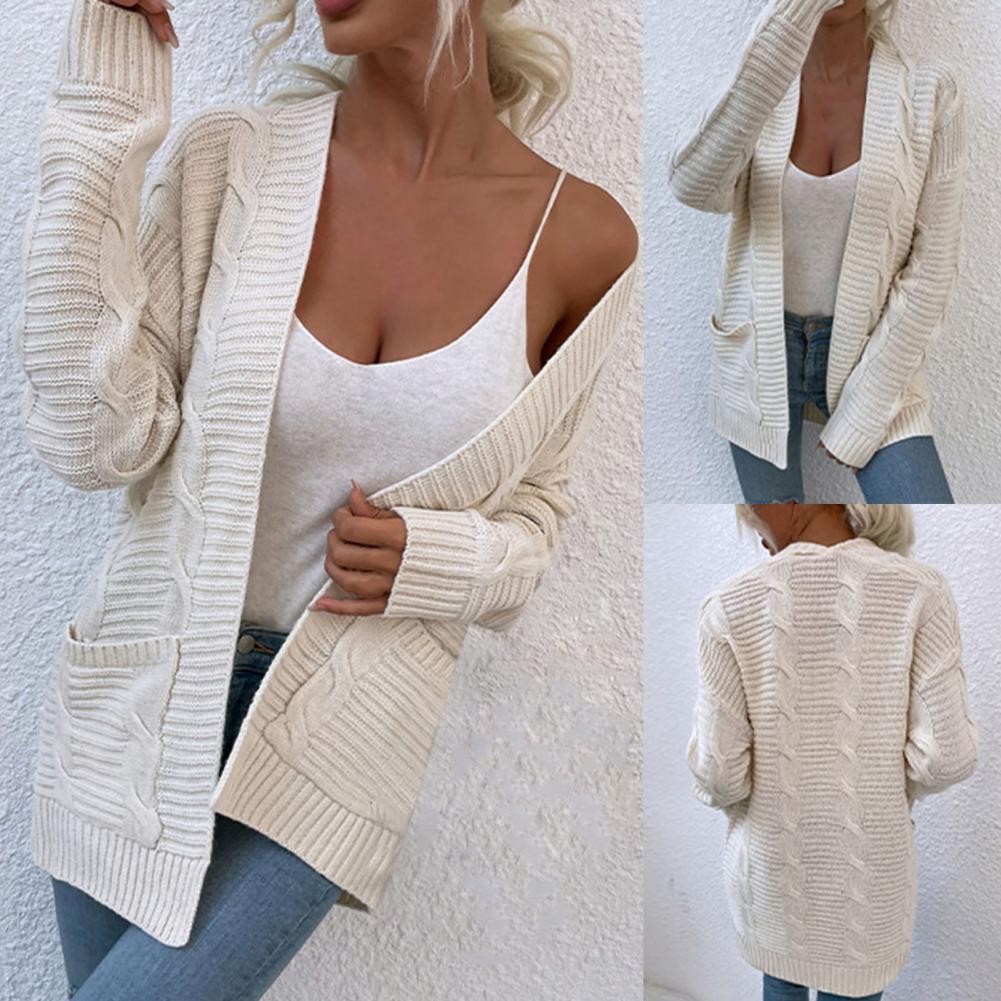 cardigan manches sulfet deux poches pour pull torsadé ouvert manteau en collection automne hiver