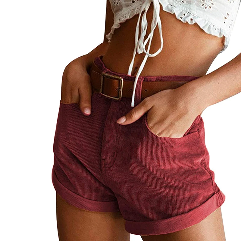 Women's Sexy Solid Color Stretch Shorts Tight High Waist Short Bottom Casual Corduroy Curling Clothing Summer Fashion New african dresses