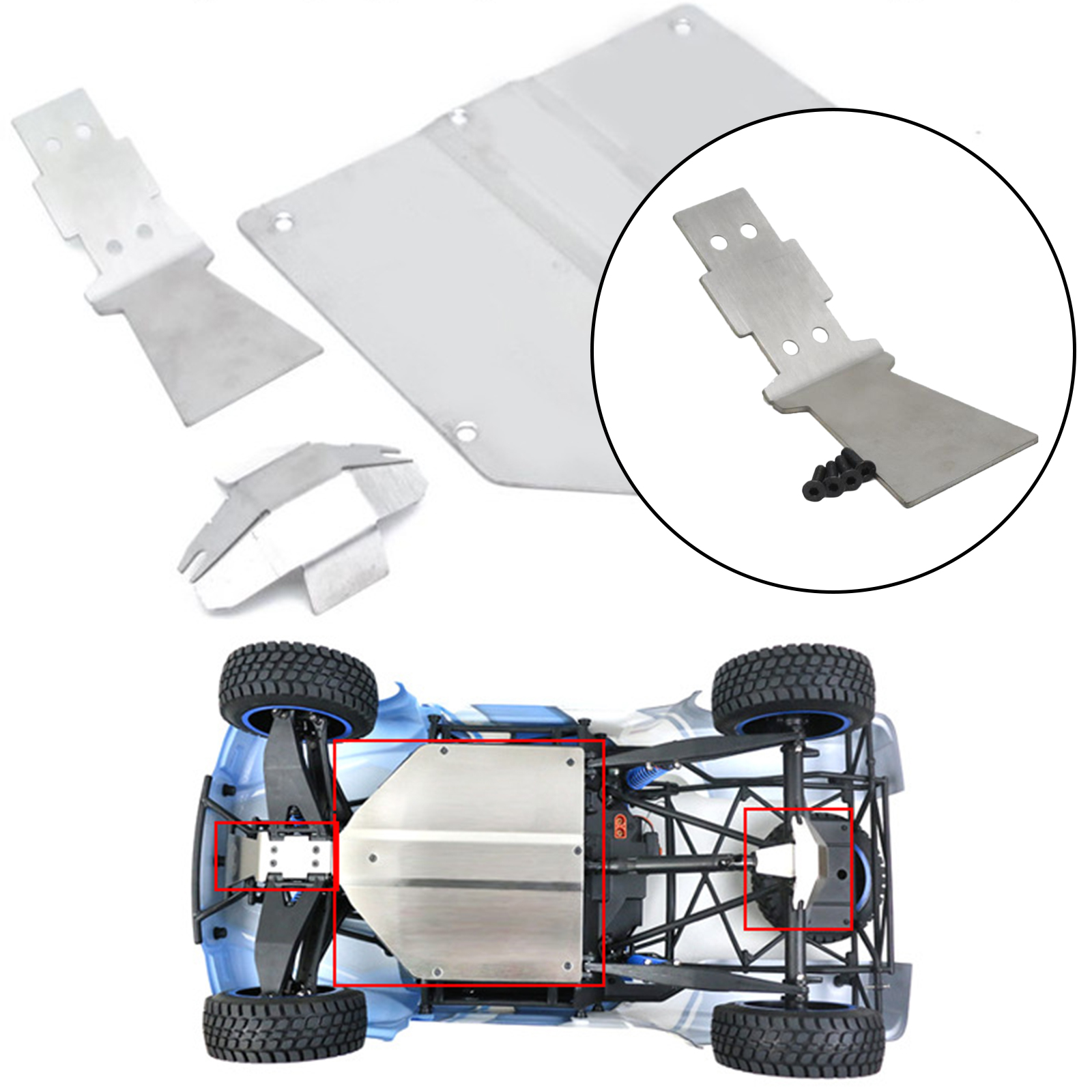 RC Stainless Steel Front Guard Plate for LOSI 1/10 BAJA REY V2 Car Model Buggy DIY Accessory