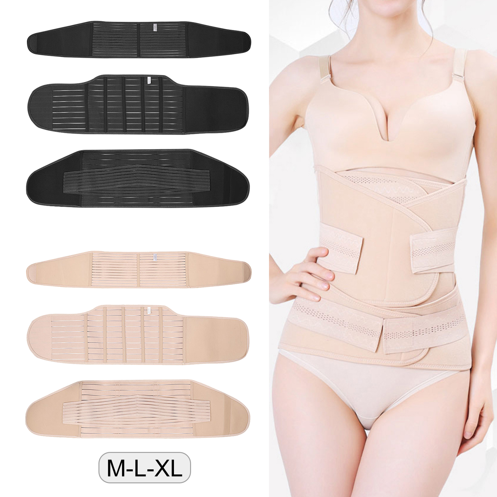 3 in 1 Postpartum Belly Recovery Belt Support Belly Belt Wrap Waist Pelvis Body Shaper Postnatal Shapewear Elastic Strip Shaper