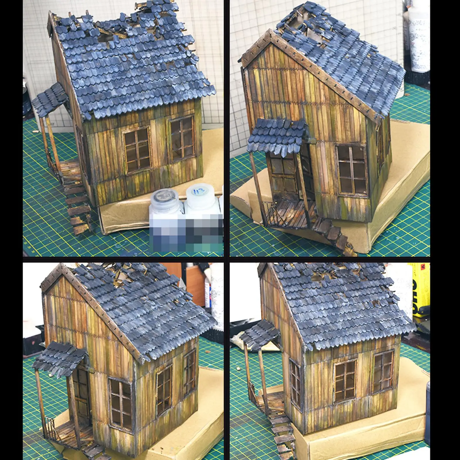 DIY Crafts 3D Puzzle Unassembled Model Kits Wooden European Ruins House Architecture 1:35 Building Miniature Sand Table War