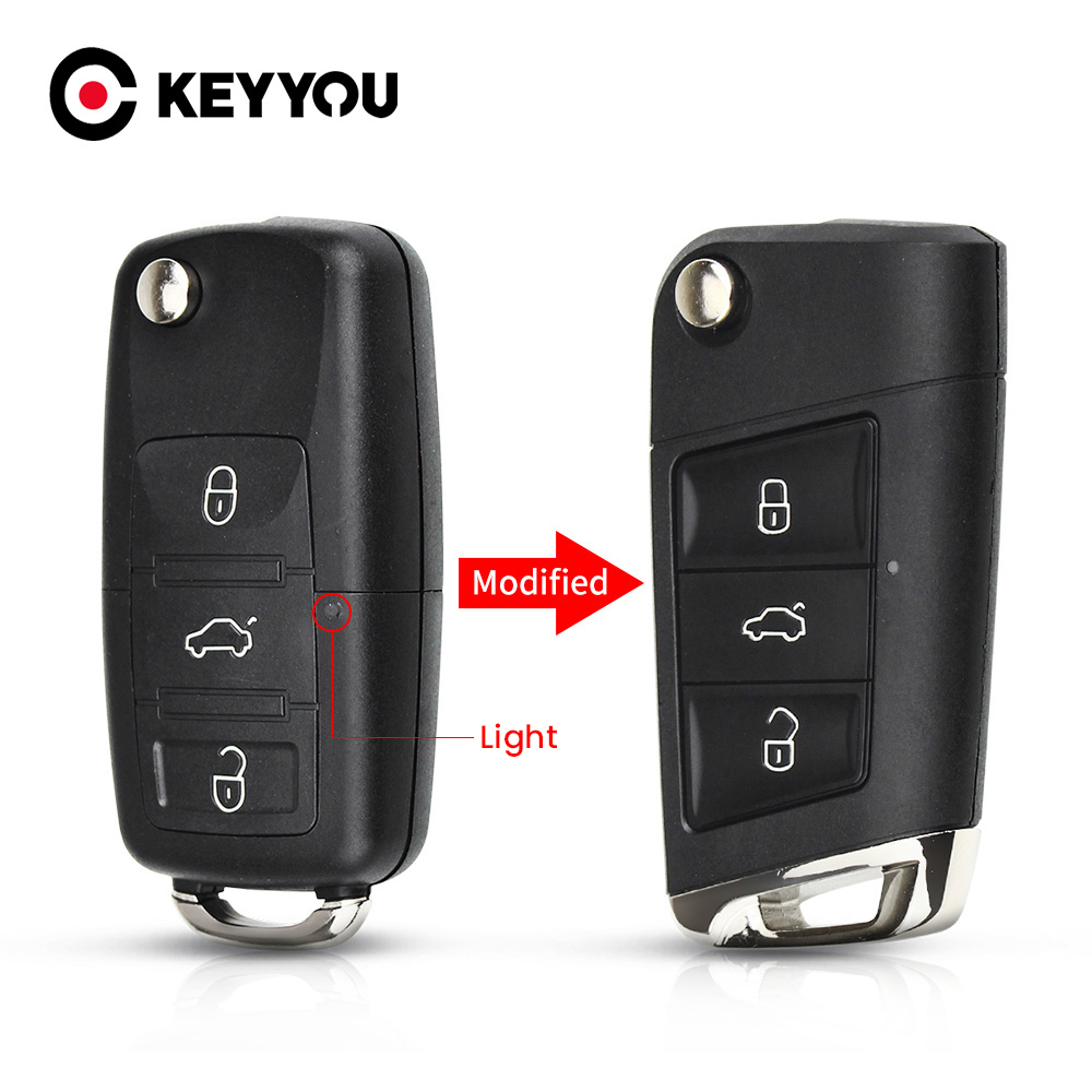KEYYOU Für Volkswagen VW Polo Passat B5 Golf MK5 Käfer Geändert Flip Remote Key Shell Fob 3 Tasten Ersatz Auto Schlüssel Abdeckung – Detail 2