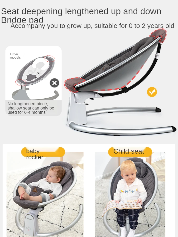 Hot Mom Sdraietta elettrica,sdraietta neonato,Bluetooth,Regolazione multi-angolo del sedile sabbia 